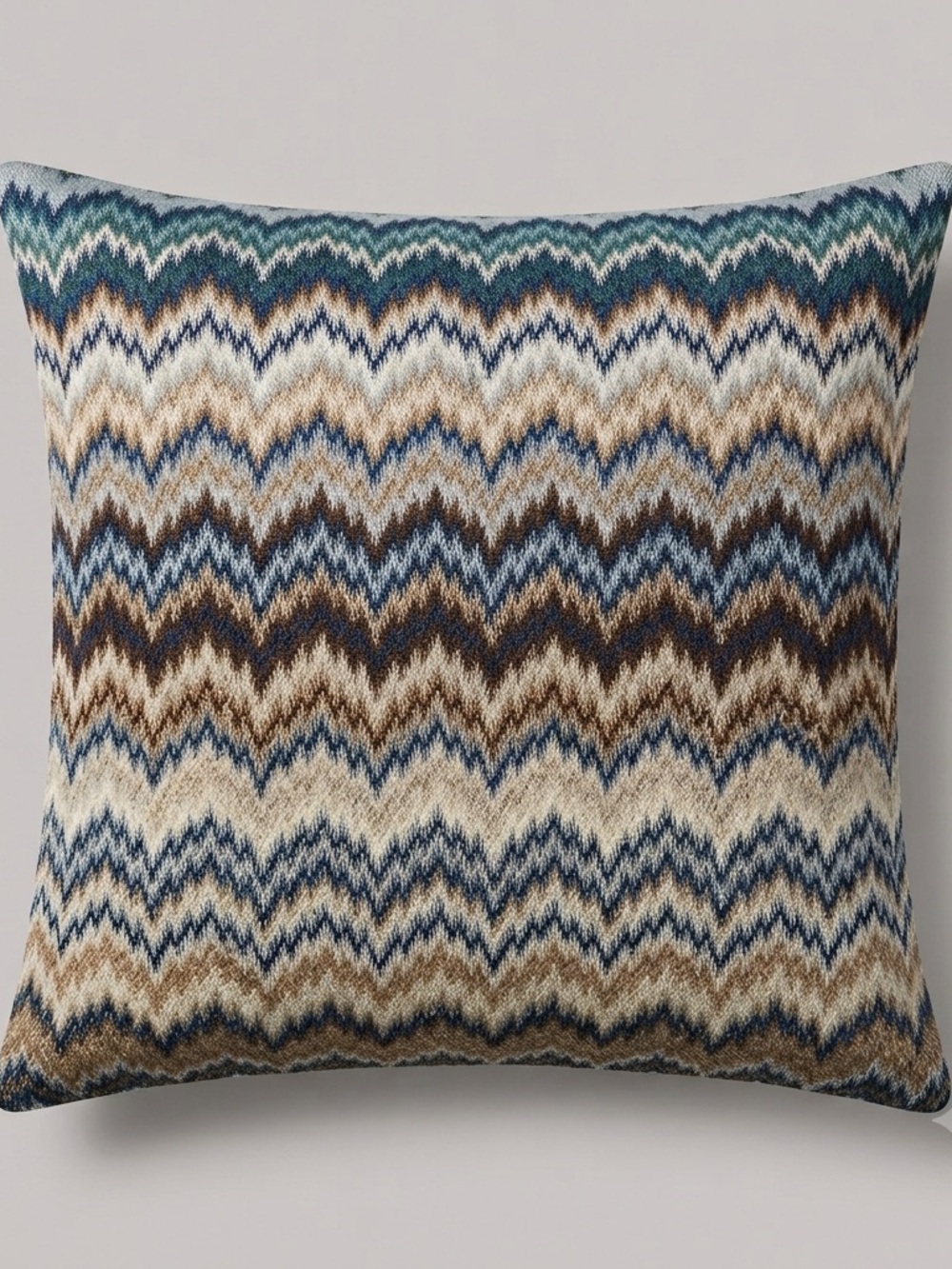 Missoni Jarris Cushion 16 Inch Blue Zigzag Throw Pillow 16x16